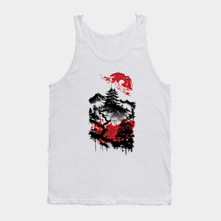 old Japanese castle - red & black print Tank Top